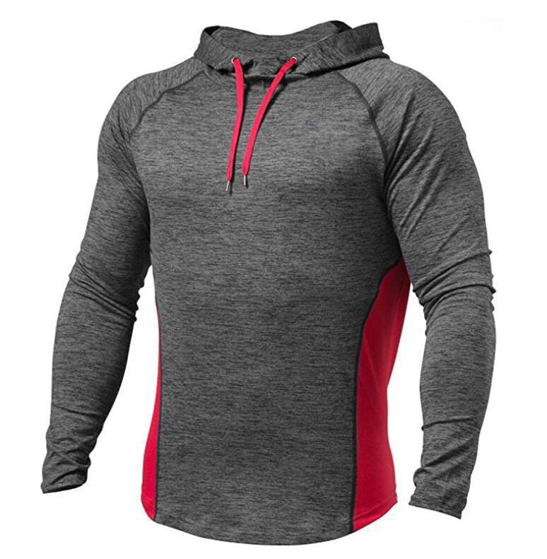 Men's T-shirt Outdoor Fitness Hooded T-shirt Men's Solid Color Sports Sweatshirt