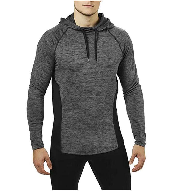 Men's T-shirt Outdoor Fitness Hooded T-shirt Men's Solid Color Sports Sweatshirt
