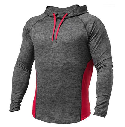 Men's T-shirt Outdoor Fitness Hooded T-shirt Men's Solid Color Sports Sweatshirt