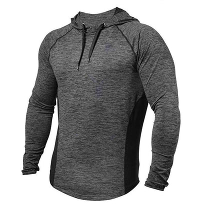 Men's T-shirt Outdoor Fitness Hooded T-shirt Men's Solid Color Sports Sweatshirt