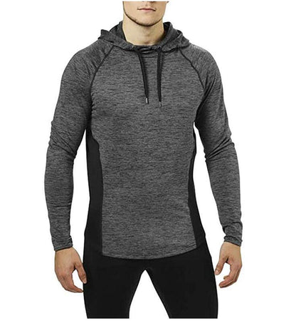 Men's T-shirt Outdoor Fitness Hooded T-shirt Men's Solid Color Sports Sweatshirt